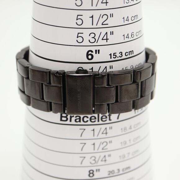 Michael Kors Mens Black Gold Tone Date 42mm Watch Date 6.5" Bracelet New Battery - Picture 4 of 11